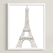 "Eiffel Tower in Pen" - Art Print in Warm Grey by Sharon Rowan - Framed