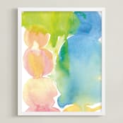 "Floating Color Globes" - Art Print in Earth Sky Blue by Deborah Velasquez - Framed