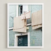 "Alfama" - Art Print in Teal by Heather Deffense - Framed