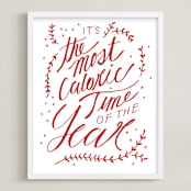 "Holiday Humor" - Art Print in Festive Red by Katie Craig - Framed