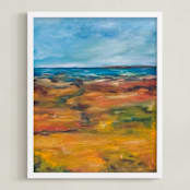 "Bay Marsh" - Art Print in Red Orange by Kelli Kunkle-Day - Framed
