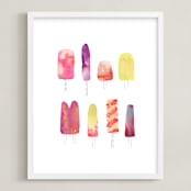 "Popsicle" - Art Print in Berry by Kelly Ventura - Framed