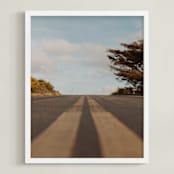 "Dreamy Coastal Road" - Art Print in Sky Blue by Christian Florin - Framed