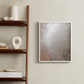 "Mountain train track in misty fall." - Art Print in misty fall by Van Tsao - In a Room