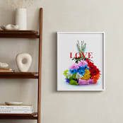 "Peace, Love, & Happiness (Love)" - Art Print in Love Red by Jonathan Brooks - In a Room
