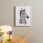 "Dapper Zebra" - Art Print in Tuxedo by Kristin Dills - In a Room