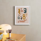 "Safari Friends Numerals" - Art Print in Flamingo by Jenna Holcomb - In a Room