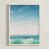 "Malibu Surf and Sky II" - Art Print in Fresh Blue by Kamala Nahas - Framed
