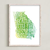 "Georgia on my Mind" - Art Print in lush green by chica design - Framed