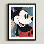 "Paper Mickey" - Art Print in Black by Sumak Studio - Framed