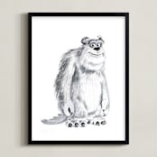 "Sulley" - Art Print in White by Mary Gaspar - Framed