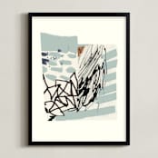 "Waterfall Assemblage" - Art Print in Waterfall Blue by Bethania Lima - Framed