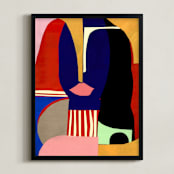 "GIrl in Blues" - Art Print in Cobalt by cyrille gulassa - Framed