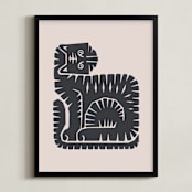 "Sitting Tiger" - Art Print in Graphite by Dani Lugato - Framed