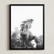 "Fantastical creature, fountain" - Art Print in Black and White by Jacquelyn Sloane Siklos - Framed