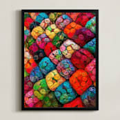 "Abstract Felted Wool II" - Art Print in Multi Golden by A MAZ Design - Framed