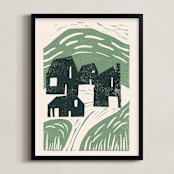 "chalet" - Art Print in Moss by Maja Cunningham - Framed