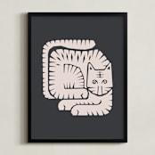 "Lying Tiger" - Art Print in Linen by Dani Lugato - Framed