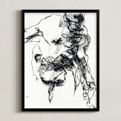 "Drawing 264 - Gesturing Man" - Art Print in Rich Ebony by Derek overfield - Framed