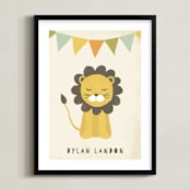"Sleepy Lion" - Personalized Art Print in Eggshell by Haley McCoy - Framed