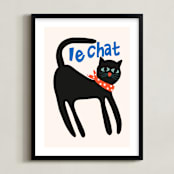 "French Cat" - Art Print in Noir by Morgan Kendall - Framed