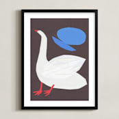 "Goose" - Art Print in Feather white by Elliot Stokes - Framed