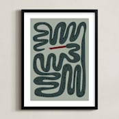 "Squiggly Snake" - Art Print in Cactus by Jenna Holcomb - Framed
