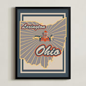 "Lexington Ohio" - Art Print in Oceanside Tan by Nathan Poland - Framed