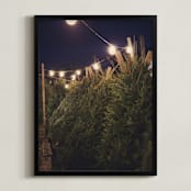 "Lit Trees" - Art Print in Midnight by Erin Niehenke - Framed