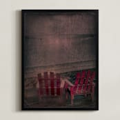 "Two Red Chairs" - Art Print in BeachChairRed by Andy Mars - Framed