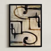"Signs" - Art Print in Rust and Black by Margaret Williams - Framed