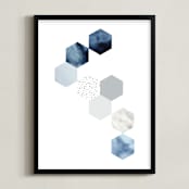 "Playing with the clouds" - Art Print in Sky Blue by Simi Gauba - Framed