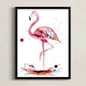 "Pink Flamingo" - Art Print in Flamingo Pink by Kelsey McNatt - Framed