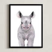 "Baby Animal Rhinoceros" - Art Print in violet haze by Cass Loh - Framed