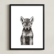 "Baby Animal Wolf" - Art Print in Ash by Cass Loh - Framed