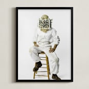 "The Bees Knees" - Art Print in White Bumble Bee by Theresa Bear - Framed