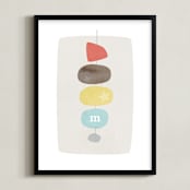 "Mid-Century Monogram" - Personalized Art Print in Stone by Stacey Meacham - Framed