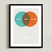 "Baby Venn Diagram" - Personalized Art Print in Blue Orange by Shari Margolin - Framed