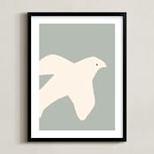 "Summer Dove" - Art Print in Sky Gray Blue by Coit Creative - Framed