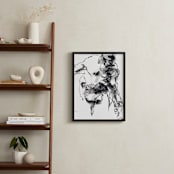 "Drawing 264 - Gesturing Man" - Art Print in Rich Ebony by Derek overfield - In a Room