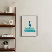 "View of the Water" - Art Print in Soft Calm by Field and Sky - In a Room