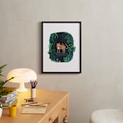 "Wild Cat" - Art Print in Forest Green by Nikita Jariwala - In a Room