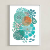 "Aqua Consciousness" - Art Print in Aqua Blue by Maggie Ramirez Burns - Framed