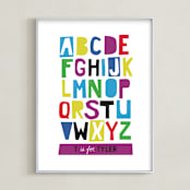 "Paper Cut ABCs" - Personalized Art Print in Plum by Ampersand Design Studio - Framed