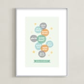 "Good Night World" - Personalized Art Print in Mint by Olivia Raufman - Framed