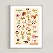 "Animal A to Z" - Personalized Art Print in Vermillion by Anais Lee - Framed