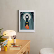 "Rocket to the Moon" - Art Print in Midnight Blue by Morgan Kendall - In a Room
