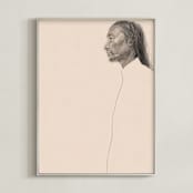 "Joseph" - Art Print in Vintage Taupe by jinseikou - Framed