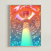 "spaceship" - Art Print in Orange-blue by Igor - Framed