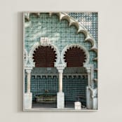 "Fonte Mourisca" - Art Print in Teal by Heather Deffense - Framed